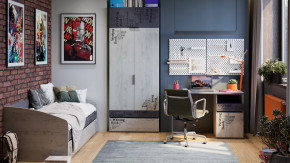 Детская «Оксфорд-2» Матера, Дуб крафт белый с рисунком в Кургане - kurgan.mebel-tymen.ru | фото