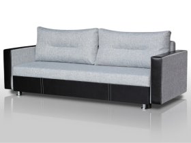 Диван Комфорт с прямыми подлокотниками грей/кожзам в Кургане - kurgan.mebel-tymen.ru | фото