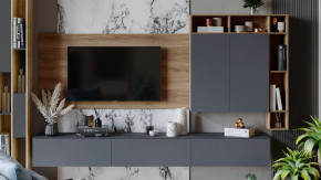 Гостиная «Порто» №6 Яблоня Беллуно, Графит софт в Кургане - kurgan.mebel-tymen.ru | фото