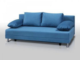Диван Комфорт без подлокотников 4 подушки микровелюр голубой в Кургане - kurgan.mebel-tymen.ru | фото