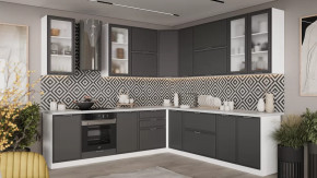 Кухонный гарнитур «Белладжио» №13 Белый, Софт графит в Кургане - kurgan.mebel-tymen.ru | фото