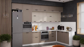 Кухонный гарнитур «Лорас» №4 Белый, Холст брюле, Холст латте в Кургане - kurgan.mebel-tymen.ru | фото