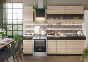 Кухонный гарнитур Маша 2,0 м венге/дуб сонома в Кургане - kurgan.mebel-tymen.ru | фото