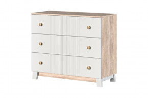 Ланзетти Комод 3 ящика Дуб Торонто/Жемчуг в Кургане - kurgan.mebel-tymen.ru | фото