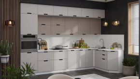 Модульная кухня «Гренада» Белый, Холст латте, Холст мокко в Кургане - kurgan.mebel-tymen.ru | фото