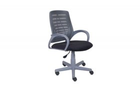 Кресло Ирис пластик серый-сетка серая/ткань NEO-26 (флок) серая (подл.пластик серый)/осн.пластик серый в Кургане - kurgan.mebel-tymen.ru | фото