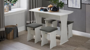 Обеденная группа тип 1 Дуб крафт белый/Велюр серый в Кургане - kurgan.mebel-tymen.ru | фото