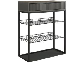 Обувница Вельвет графит/графит матовый/черный муар в Кургане - kurgan.mebel-tymen.ru | фото