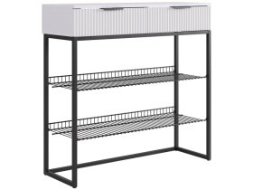 Обувница Классная 1 белое дерево/белый матовый/черный муар в Кургане - kurgan.mebel-tymen.ru | фото