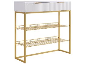 Обувница Классная 1 белое дерево/белый матовый/золото в Кургане - kurgan.mebel-tymen.ru | фото