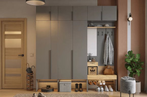Прихожая Баско К10 графит/дуб крафт золотой в Кургане - kurgan.mebel-tymen.ru | фото