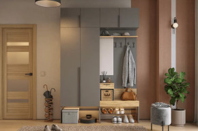 Прихожая Баско К5 графит/дуб крафт золотой в Кургане - kurgan.mebel-tymen.ru | фото