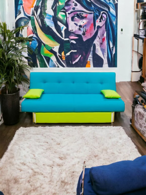 Прямой диван манго 4 Нео Азуре/Подушки Салат в Кургане - kurgan.mebel-tymen.ru | фото