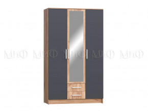 Шкаф для одежды 3-дверный Мартина ЛДСП Графит, Дуб крафт в Кургане - kurgan.mebel-tymen.ru | фото