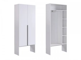 Шкаф двухдверный L800 Баско белое дерево в Кургане - kurgan.mebel-tymen.ru | фото