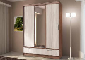 Шкаф-купе 009, трехдверный, с ящиками, ясень шимо темный/ясень шимо светлый Диал в Кургане - kurgan.mebel-tymen.ru | фото