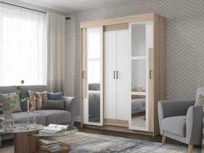 Шкаф купе Victor с зеркалами Сонома-Белый в Кургане - kurgan.mebel-tymen.ru | фото