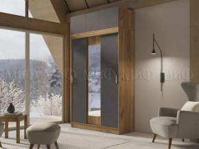 Шкаф с антресолью Басямиф, графит/дуб крафт в Кургане - kurgan.mebel-tymen.ru | фото