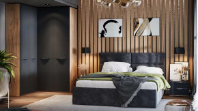 Спальный гарнитур «Глосс» №9 Яблоня Беллуно, Стекло Графит матовый в Кургане - kurgan.mebel-tymen.ru | фото