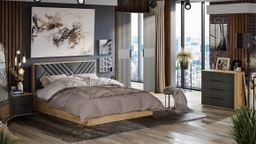 Спальный гарнитур «Хилтон» №1 Дуб Крафт золотой, Графит матовый в Кургане - kurgan.mebel-tymen.ru | фото