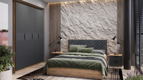 Спальный гарнитур «Хилтон» №2 Дуб Крафт золотой, Графит матовый в Кургане - kurgan.mebel-tymen.ru | фото