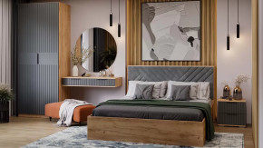 Спальный гарнитур «Хилтон» №3 Дуб Крафт золотой, Графит матовый в Кургане - kurgan.mebel-tymen.ru | фото