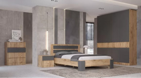 Спальный гарнитур Ленора Дуб вотан/Графит в Кургане - kurgan.mebel-tymen.ru | фото