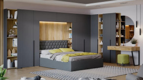 Спальный гарнитур «Порто» №3 Яблоня Беллуно, Графит софт, Велюр Confetti Stone в Кургане - kurgan.mebel-tymen.ru | фото