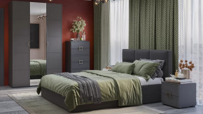 Спальный гарнитур «Стелла» №3 Серый вулкан, Фон серый, Велюр Графит в Кургане - kurgan.mebel-tymen.ru | фото