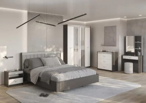 СТЕФАНИ Спальня №1, ЛДСП Графит-МДФ Серый софт/ЛДСП Рамух белый в Кургане - kurgan.mebel-tymen.ru | фото