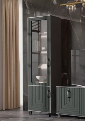 Стеклопенал Квадро М-1 серый графит/софт пестовый в Кургане - kurgan.mebel-tymen.ru | фото