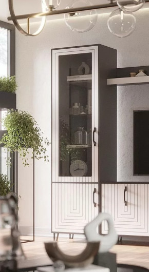 Стеклопенал Квадро М-1 серый графит/софт вайт в Кургане - kurgan.mebel-tymen.ru | фото