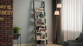 Стеллаж тип 15 Дуб крафт белый, Графит Серый в Кургане - kurgan.mebel-tymen.ru | фото