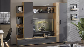 Стенка «Дакота» Дуб Крафт золотой, Антрацит в Кургане - kurgan.mebel-tymen.ru | фото