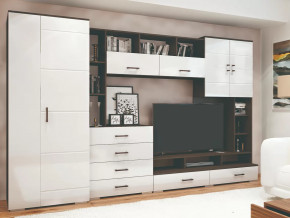 Стенка Коста МДФ Венге-белый глянец в Кургане - kurgan.mebel-tymen.ru | фото