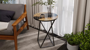 Стол журнальный ДП 1-03-05 исп. 2 Черный, Стекло с рисунком Слэб черный в Кургане - kurgan.mebel-tymen.ru | фото