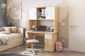 Стол компьютерный Лайт К2 дуб сонома/белый в Кургане - kurgan.mebel-tymen.ru | фото