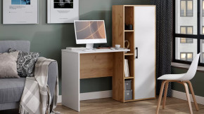 Стол письменный «Бейли» Дуб Крафт золотой, Белый Ясень в Кургане - kurgan.mebel-tymen.ru | фото