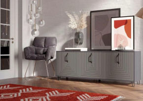 Тумба Квадро М-6, ЛДСП серый графит/МДФ софт графит в Кургане - kurgan.mebel-tymen.ru | фото