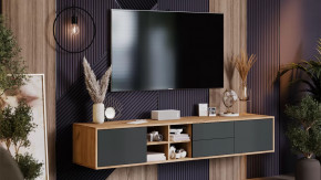 Тумба ТВ тип 5 Дуб Крафт золотой, Антрацит в Кургане - kurgan.mebel-tymen.ru | фото